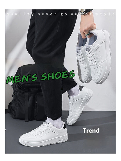 Breathable Men's Summer Sports Leisure Solid White Shoes