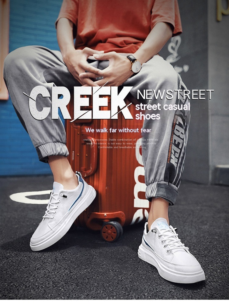 Men's Spring And Autumn Leather Casual Sneakers