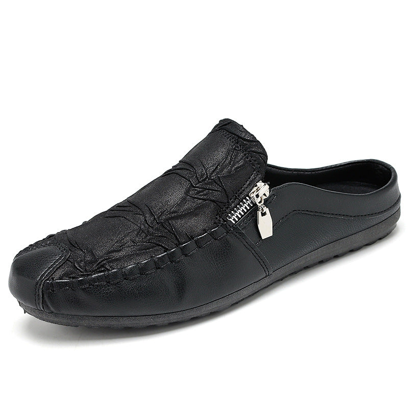 Men's Half Slippers Gommino Trendy Heel-free Men's Shoes Casual Lazy Slippers Gommino Semi Slippers