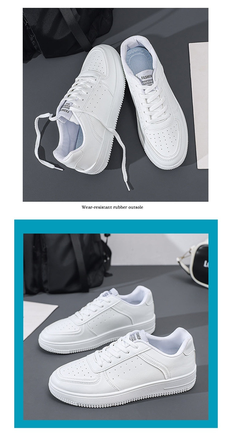 Breathable Men's Summer Sports Leisure Solid White Shoes